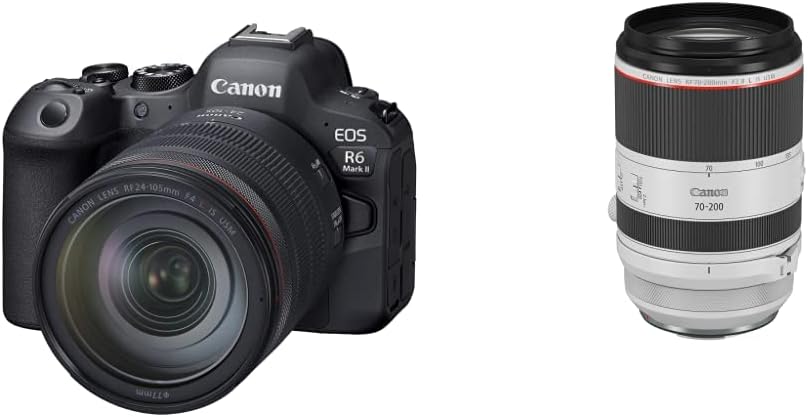 Canon EOS R6 Mark II RF24-105mm F4 L is USM KIT with RF 70-200mm F2.8 L is USM Lens, Telephoto Zoom Lens, 3792C002