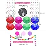 Happy Birthday Banner, Rainbow Birthday Banner, 6 Honeycomb Balls, 8 Metallic Hanging Swirls and Circle Parper Garland, Happy Birthday Decorations - Image 4