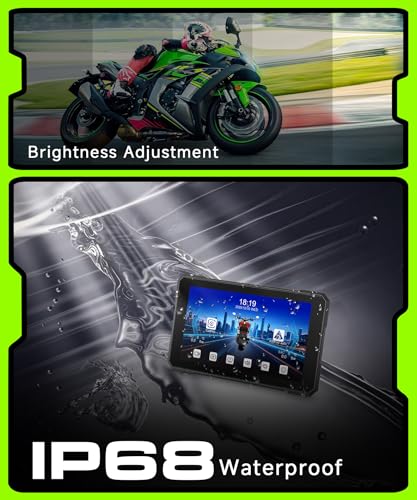 Image of Motorcycle CarPlay Screen 5 Inch Wireless Carplay Android Auto for Motorbike with Removable Bracket 1080P Double Camera, IP68 Waterproof Touchscreen, Supports GPS Navigation