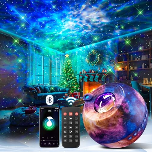 OneFire Proyector del cielo estrellado, 15 colores 15 dormitorio Galaxy Proyector, luz nocturna Bluetooth niños con mando remoto, regalos para niñas/mujeres/niños, decoración de la habitación, cambio