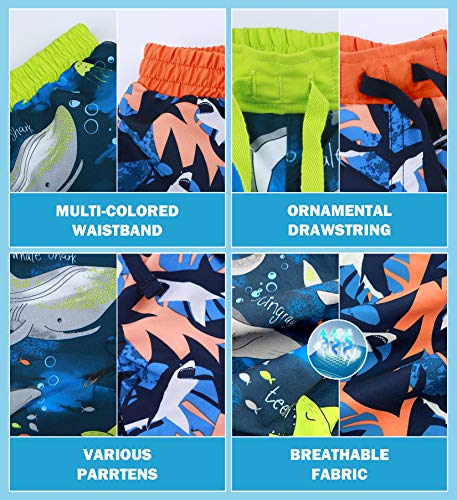 Maoo Garden Boys Swim Trunks Quick Dry Beach Board Shorts Mesh Lining Upf 50+ Swimwear 2 Pack 6010 Din+Sha 10Y #TOP4