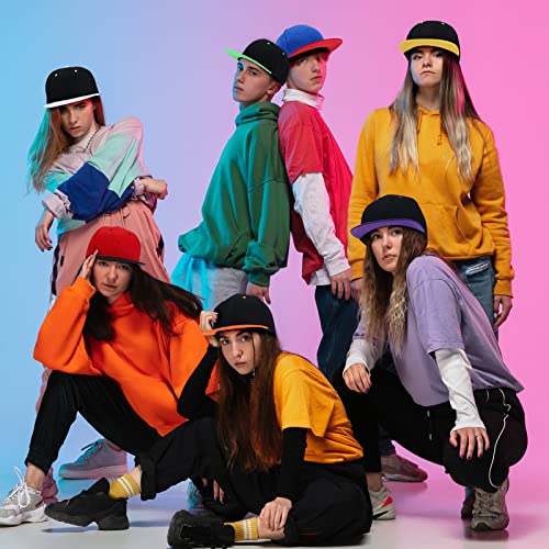20 Pack Classic Snapback Hat Cap Hip Hop Style Hat For Youth Men Baseball Cap Flat Brim Blank Solid Color Adjustable Size (Vivid Color) #TOP6