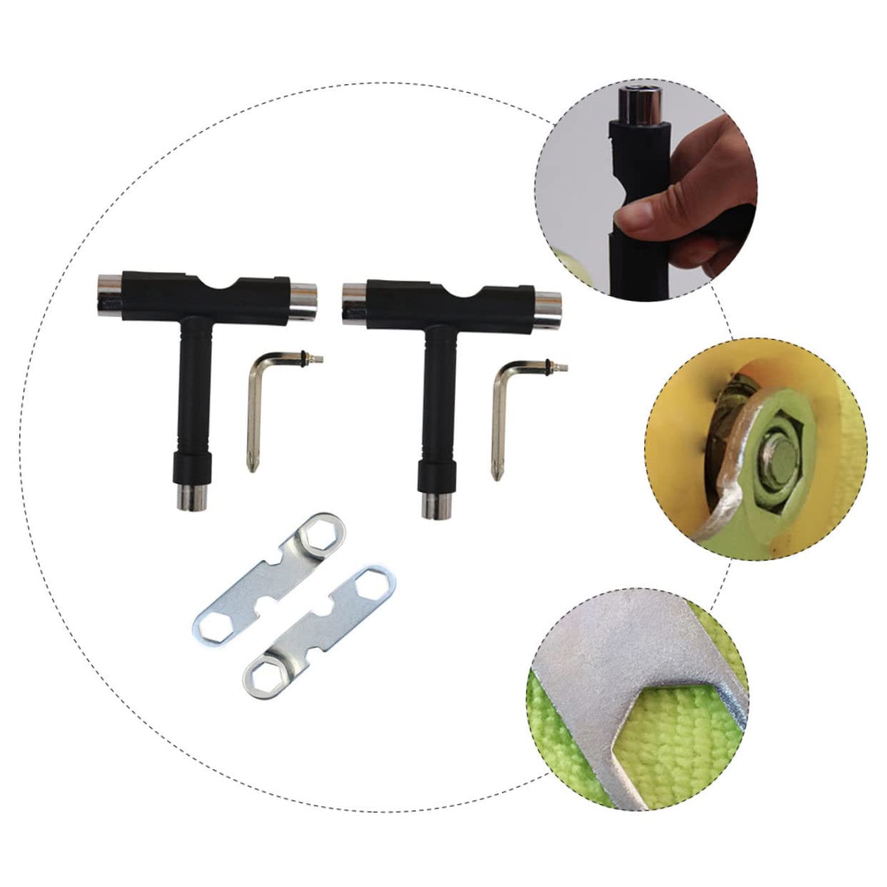 Abaodam 4 Pcs Clé Allen pour Patin Outils de Skate Outil en T Portable pour Skateboard Compact Design pour Skatepark Garçon et Filles et Adolescents