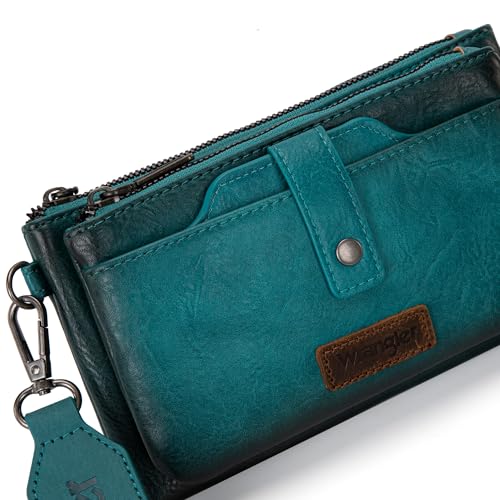 Wrangler Distressed Crossbody Purses for Women Multi-function Card Holder Wallet Small Purse with Double Zipper4