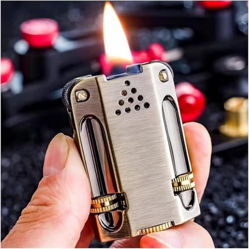 Encendedor de queroseno retro con doble rueda de molienda, regalo ideal para hombres 3