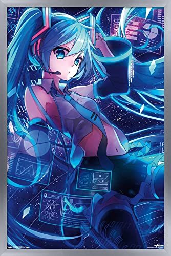 Trends International Hatsune Miku - Screens Wall Poster, 14.725" x 22.375", Silver Framed Version