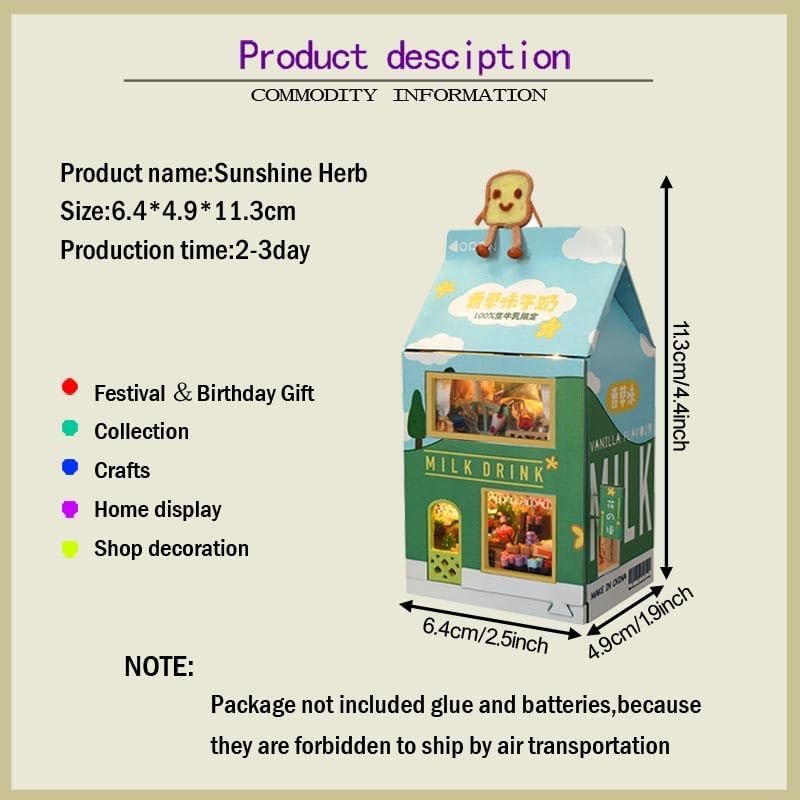 Miniatura 5 de Casa de muñecas en miniatura con forma de cartón de leche, kit de muebles de casa de muñecas, accesorios de cabina dúplex, regalo de cumpleaños y