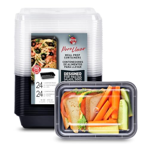 Listado de Contenedores. 50 Berry Bloom 24 Contenedores para Alimentos Reutilizables de 473 ml (16 oz), Rectangular con Tapa Transparente Para Microondas, Congelador y Lavavajillas son Fáciles de Limpiar,...