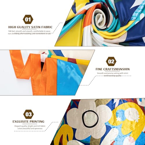 4 Pcs Large Satin Head Scarf，Retro Fashion Headscarf for Women's Hair，35 inches Silk Head Scarves for Women, Multi Functional Fashion Accessories4