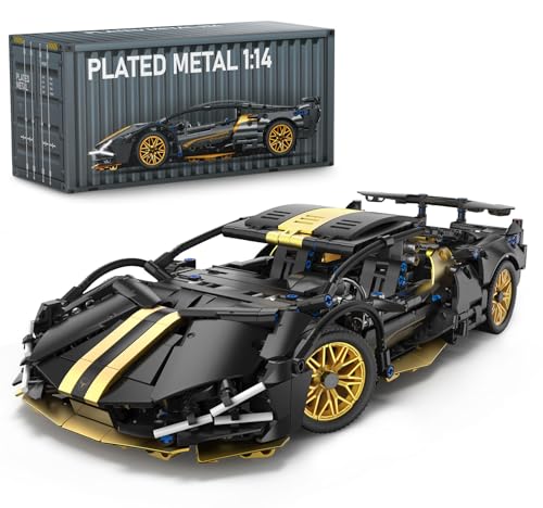 Pikaro Sports Car Building Set For Adults & Boys, 1:14 Moc Black Race Car Mod...