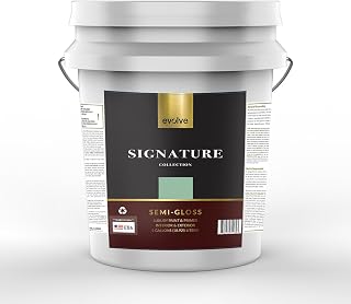 EVOLVE Signature Paint & Primer: Luxury Paint & Primer for Indoor & Outdoor Surfaces, Minimal Odor, One-coat Coverage, Semi -Gloss Sheen (Sage Green, 5 Gallon)