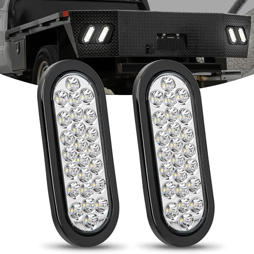 Image of Nilight 6 inch Oval Trailer Tail Light 2PCS White 24LED Reverse Lights