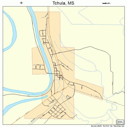 Large Street & Road Map of Tchula, Mississippi MS Printed poster size