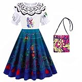 Vestido de Princesa Isabella Disfraz Mirabel Encanto Dolores Madrigal Costume Disfraz Princesa Niña para Fiesta de Cumpleaños de Niñas Cosplay Navidad Halloween 2pcs