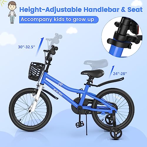 Image of BABY JOY Kids Bike, 12 14 16 18 Inch Boys Girls Bike for 3-8 Years w /Training Wheels, 20 Inch Children Bicycle for 8+ Teens w /Kickstand, Handbrake, Coaster Brake & Removable Basket, Sporty Bicycle