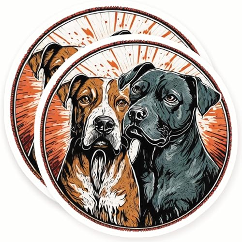 (2 Pack) Pitbull Boxer Magnets - Graphic Dog Art - Pet Lover Refrigerator Decor - Animal Fan Door - 5" Design - Sticks to Fridges, Lockers, Toolboxes & More - Made in USA - AQM13009