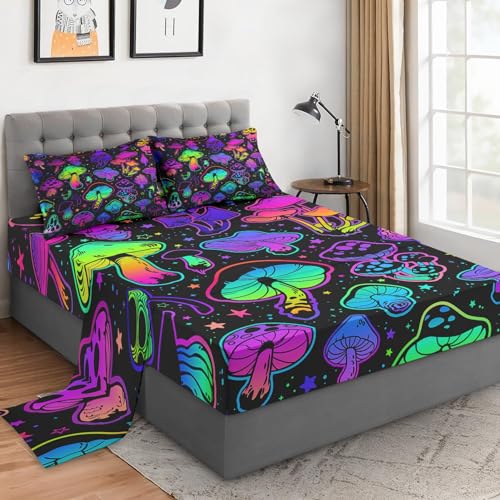 WeCozy Queen Size 4 Pcs Bed Fitted Sheet Set with 14