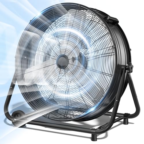 Image of LifePlus 14000 CFM Heavy Duty Industrial Drum Fan, 30 Inch 550W Metal Shop Fan with 3 Speeds, 360 Tilt, Wheels for Warehouse, Commercial, Workshop, Factory and Basement, Black
