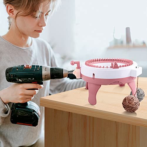 Knitting Machines Adapter - Circular Knotting Loom Crank Handle Adapter For Sentro 22 40 48 & Jamit, Needle Crochet Machine Drill Power Attachment With Hexagon Steel Bit For Quick Knit (Pink) #TOP4