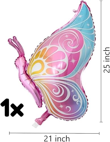 Miniatura 3 de DIWULI Juego de globos de mariposa, decoraciones de mariposa grande para cumpleaños, globo de aluminio, helio, globo de mariposa rosa, animal de