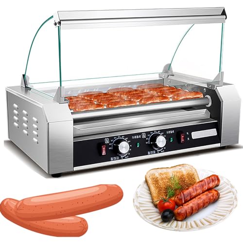 Macchina per hot dog, arrostitrice automatica per salsicce commerciale - Cuocitrice a vapore per hot dog con doppio controllo della temperatura - Ideale per uso commerciale o domestico - Hot