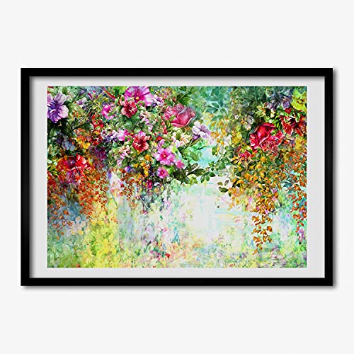 Photo affiche fleurs multicolores Tulup tableau moderne 70x50 cm cadre en bois mdf