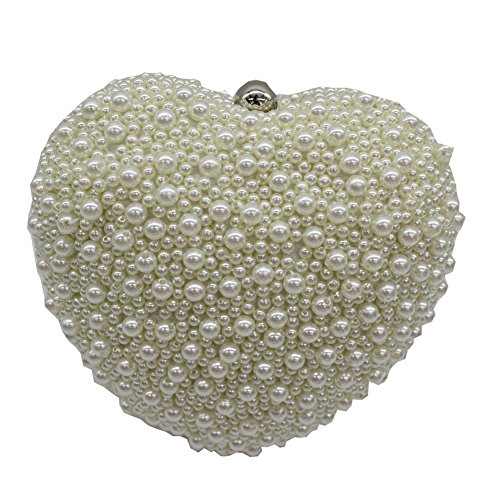 Kingluck Heart Pearl Pave Hard Case Evening Clutch Handbag Purse for Women with Detachable Chains