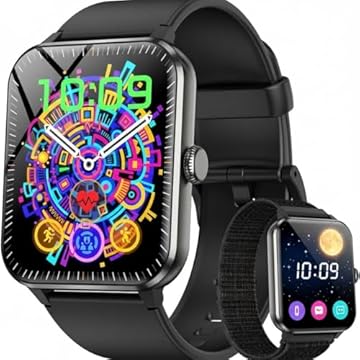 Smartwatch Tela Full Touch 1.85", Resistente à Água IP68, Compatível com iOS e Android, 120+ Modos Esportivos, Assistente de Voz, Faz e Recebe Ligações, Unissex, 3 Pulseiras, Preto