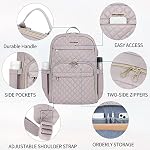 KROSER Laptop Backpack for Women 15.6 Inch Stylish Daypack with USB Charging Port, Water-repellent Nylon Backpack for Travel/Business, Dusty Pink