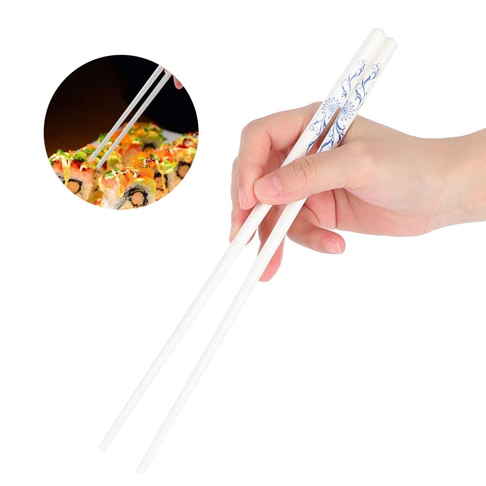Lot de 10 paires de baguettes réutilisables en céramique | Poignée texturée pour sushis/nouilles | Polissage lisse, de qualité alimentaire | Boîte cadeau pour maison/restaurant (orchidée)