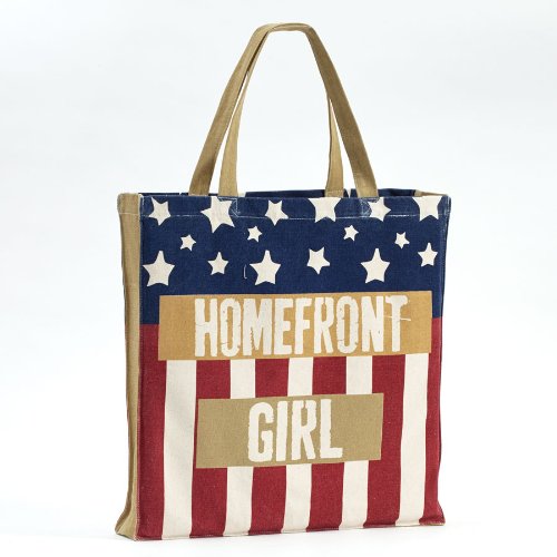 Enesco Homefront Girl American Flag Tote, 16.7-Inch