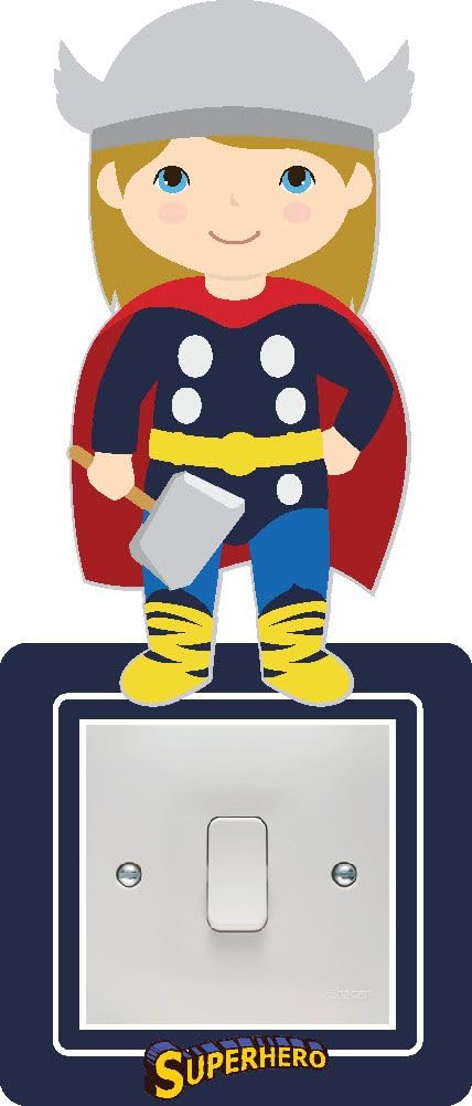 Childrens Superhero Light Switch Surround Art Vinyl Wall Stickers Childrens Bedroom