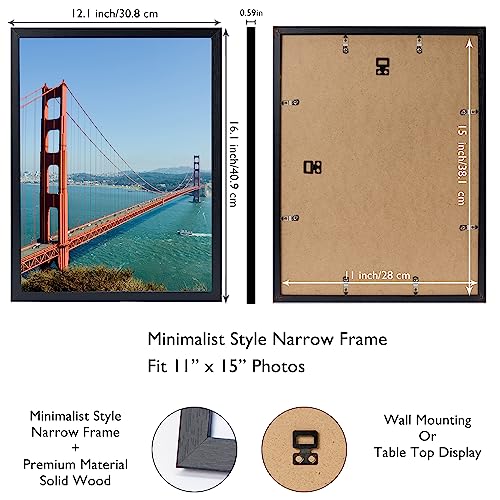 Heytuya 11X15 Inch Picture Frame Black For Wall Hanging, Poster Frame, Wood Wall Gallery Photo Frame With Durable Shatter Resistant Plexiglas, Black #TOP1