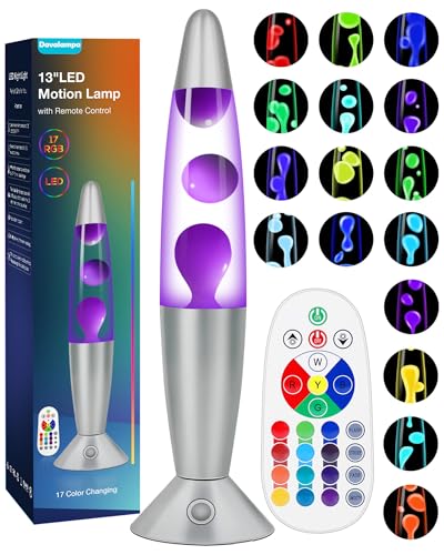 17 Colours Changing Liquid Motion Lamps with Remote: 13.5" LED Night Light for Kids Adults - Relaxing Mood Lighting Glitter Table lamp for Home Room Office Decor Christmas Decorations (Purple)