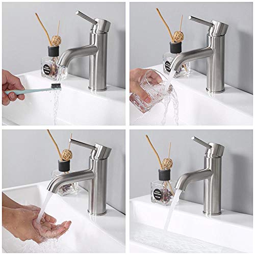 Aquaterior Bathroom Sink Faucet Single Handle Rv Lavatory Commercial Bathroom Faucet Bathtub Basin Vanity Faucets Brushed Nickel Cupc Nsf Cec #TOP7