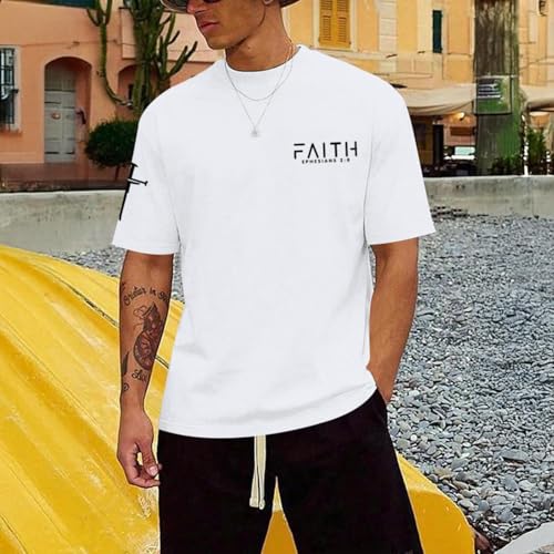 Wedsadl Christian Faith Cross Shirts for Men Jesus God Bible Verse Shirt Religious Inspirational Tshirts Graphic Cotton Tees(White,2XL) by Wedsadl - Used condition - Image 5