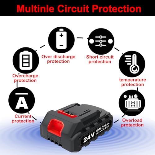 SMILOVII 24V Battery for Power Tools, 2000 mAh Rechargeable Battery for Strimmer/Hedge Trimmer/Cutter/Drill/Grass/Chainsaw/Hammer Drill - Same as for Makita and Voerjia interface - Image 3