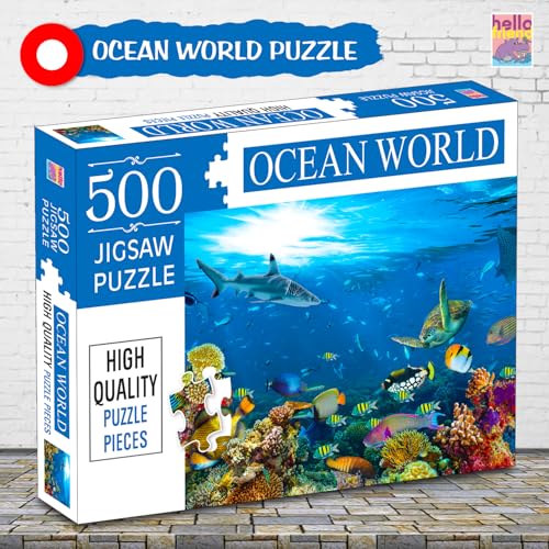 Image of Ocean World Jigsaw Puzzles for Kids and Children - Realistic Illustration Challenging Brain Booster Gifts, Fun and Creative Game - (500 Pcs)