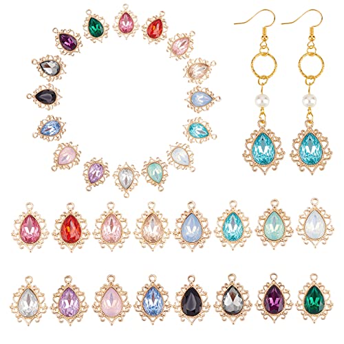 PH PandaHall 32pcs 19x25mm Teardrop Charms 16 Colors