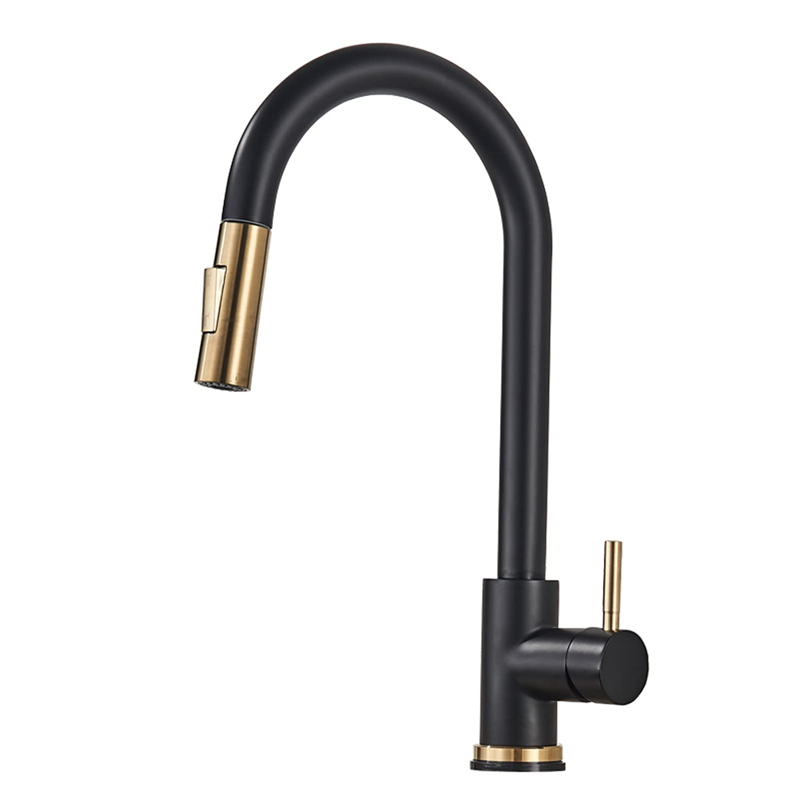 Robinet de cuisine en laiton brossé noir et or haut de gamme avec douchette extractible