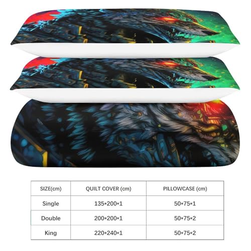Parure de lit loup 3D king size en microfibre premium, housse de couette imprimé numérique durable - 7