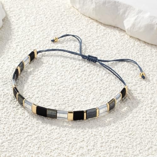 Image of KELITCH Colorful Tila Beaded Bracelets Women Strand Friendship Bracelet Handmade New Link Cuff Bracelets