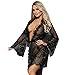Produktbild Ansenesna Reizwäsche Damen Erotik Schwarz Weiß Spitze Transparente Robe Babydoll Frauen Leidenschaft Versuchung Nachtwäsche (XL, Schwarz)