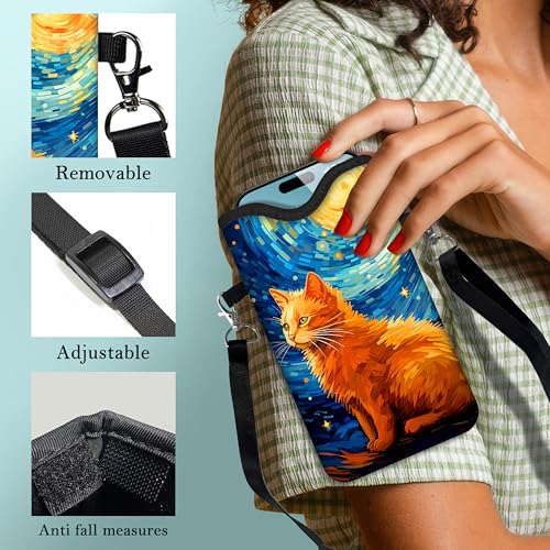 Image of Men Women Phone Sleeve Pouch Case Bag with Crossbody Strap /Neck Lanyard for iPhone 17 /16 /15 Pro Max, Air, 16 /15 Plus, 16e, Inches Gray