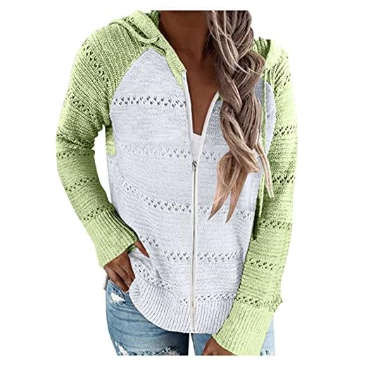 UJSQNDG Koftor dam stickad tröja huvtröja casual stickad kofta full dragkedja huvtröja stickad rock stickade tröjor långärmade huvtröjor lapptäcke huvtröja, D17 stickad tröja för kvinnor, grön, XXL