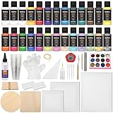 Nicpro 26 Colors Acrylic Pour Paint Kit, Premixed High Flow Pouring Supplies Set Including Canvas,...