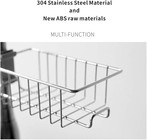 Miniatura 4 de Organizador de fregadero de cocina de acero inoxidable, estante para grifo, estante ajustable, plata, 1 estante