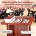 49IN Wooden Podium with Large 2-Tier Shelve and Reserved Wire Hole, Wood Lectern Stand with Reading Platform, Pulpits Stand Church Pulpit for Conference, Office, School, Restaurant