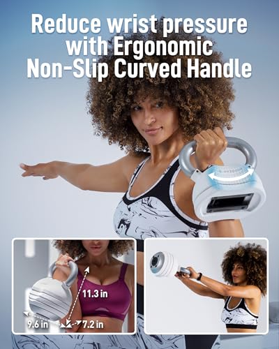Image of BYZOOM FITNESS Pure Series Adjustable Kettlebell 30 /40 /50LB - 5-IN-1 Weight Change, Patented Quick-Change Machenism, Ergonomic Curved Handle for Home Gym, Strength Training, HIIT, White OR Black