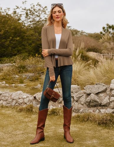 Image of GRACE KARIN Women's Lightweight Peplum Cardigan Sweaters Open Front Cropped Cardigan Long Sleeve Trendy Summer Knit Tops